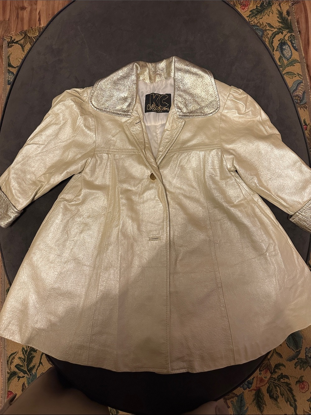 KC Collection Metallic Cream Trench Coat